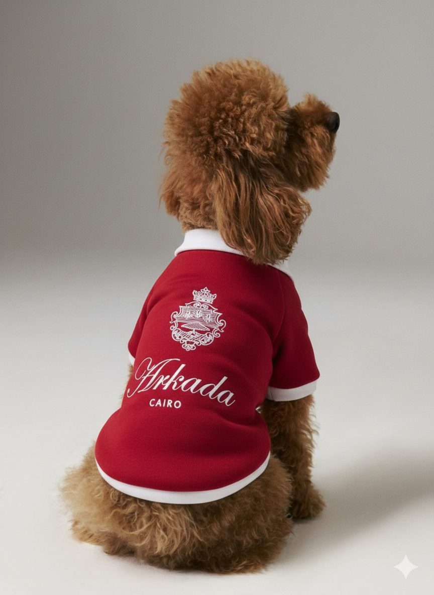 Burgundy puppies' baseball jacket