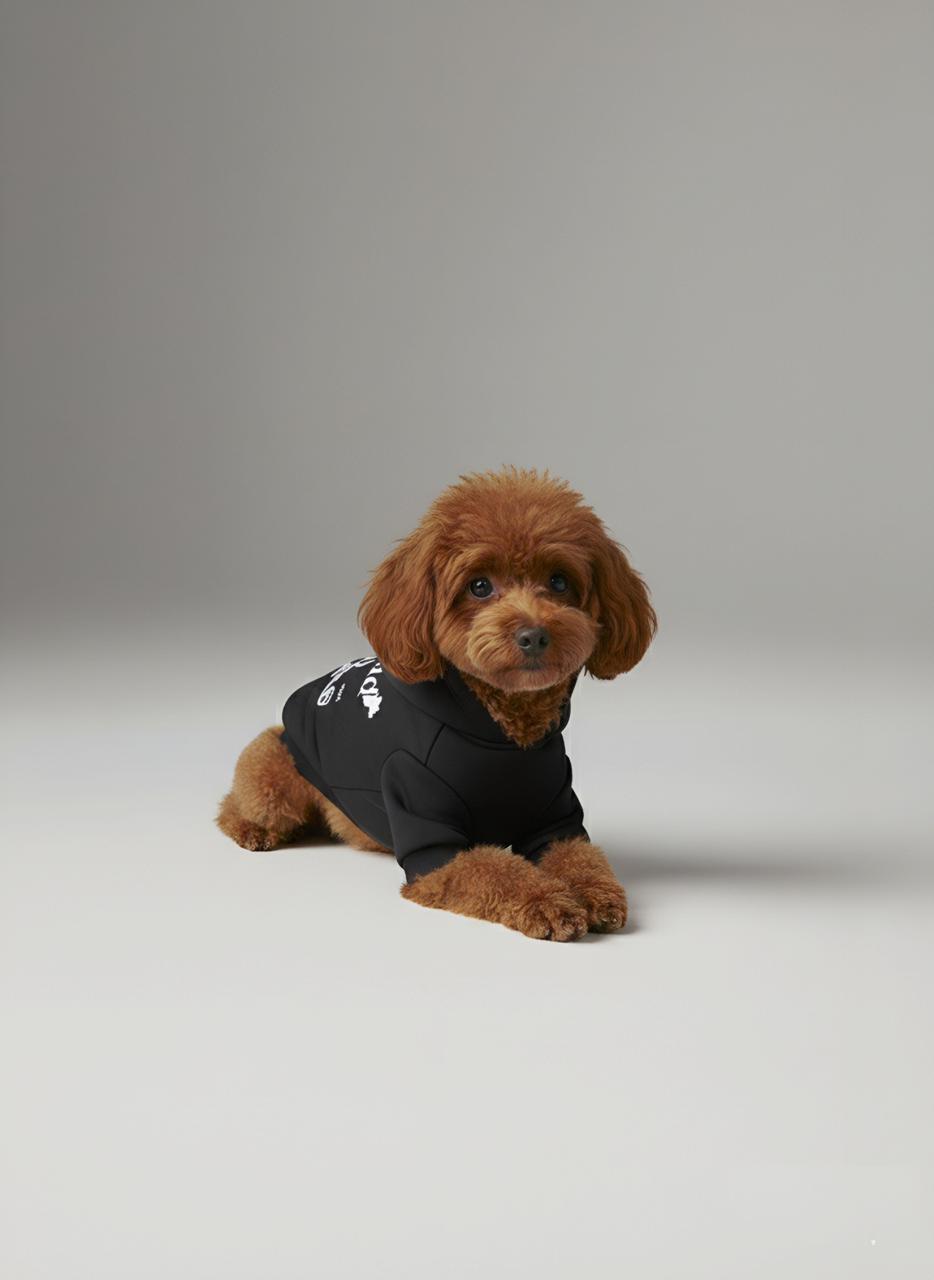 Black puppy hoodie